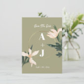 Pink blush floral Circle save the date card Kaart (Staand voorkant)