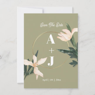 Pink blush floral Circle save the date card Kaart