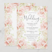 Pink Blush Floral Elegant Romantic Wedding Kaart (Voorkant / Achterkant)