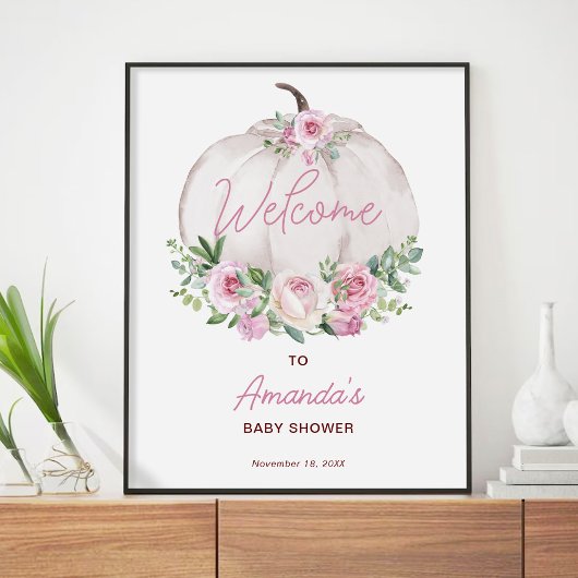 Pink Blush Floral Little Citrouille Affiche de bie