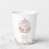 Pink Blush Floral Little Pumpkin Baby shower Papieren Bekers (Achterkant)