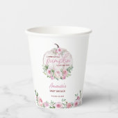 Pink Blush Floral Little Pumpkin Baby shower Papieren Bekers (Voorkant)