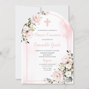 Pink blush floral première réunion Invitation
