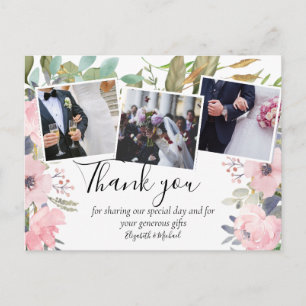 Pink Blush Floral Sage Greenery Wedding Briefkaart
