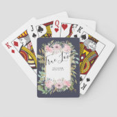 Pink Blush Floral Sage Greenery Wedding Pokerkaarten (Achterkant)