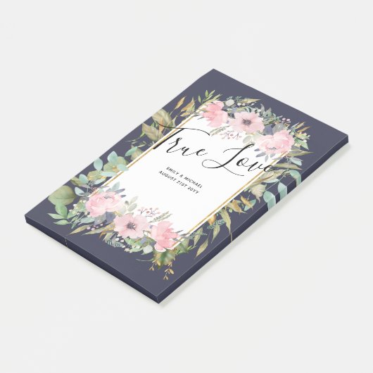 Pink Blush Floral Sage Greenery Wedding Post-it® Notes (Schuin)