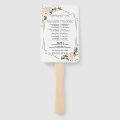 Pink Blush Floral Wedding Ceremony Programme Handwaaier (Achterkant)