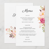 Pink Blush Floroming Floral Menu Invitation (Devant / Derrière)