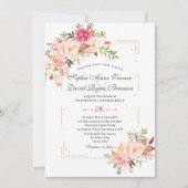 Pink Blush Flowers Gold Glitter Lijst Weddenschap Kaart (Voorkant)