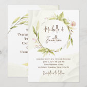 Pink Blush Flowers Greenery Christelijk Wedding Kaart (Voorkant / Achterkant)