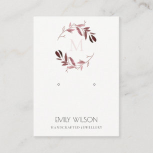 PINK BLUSH FOLIAGE MONOGRAM EARRING DISPLAY LOGO VISITEKAARTJE