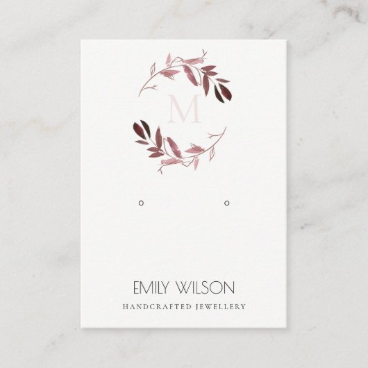 PINK BLUSH FOLIAGE MONOGRAM EARRING DISPLAY LOGO VISITEKAARTJE (Voorkant)