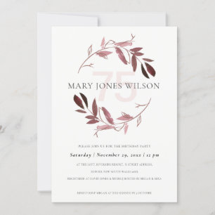 PINK BLUSH FOLIAGE WREATH ANY LEEF 75 BIRTHDAY KAA BEDANKKAART