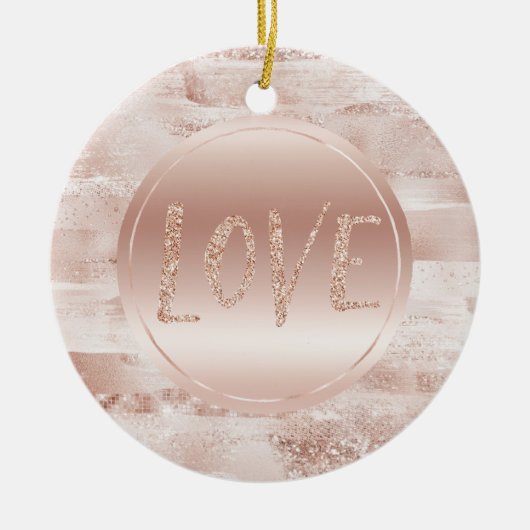 Pink Blush Glitzy Glitter Sparkle Love Keramisch Ornament (Voorkant)