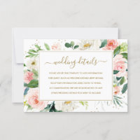 Pink Blush Gold Floral Gold Mariage Détails Carte
