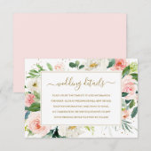 Pink Blush Gold Floral Gold Mariage Détails Carte (Devant / Derrière)