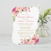 Pink Blush Gold Floral Invitation de douche nuptia (Debout devant)