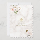 Pink Blush Gold Invitacion De Bautizo Con Flores Kaart (Achterkant)