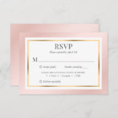 Pink Blush Gold Meal Choices Elegant Wedding RSVP Kaartje (Voorkant / Achterkant)