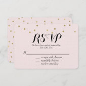Pink Blush Gold Sparkt Confetti RSVP (Devant / Derrière)