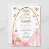 Pink Blush Gown Quinceanera Espagnol Invitation (Devant)