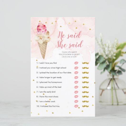 Pink Blush Ice Cream Hij zei dat ze Kaart zei (Staand voorkant)