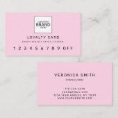 Pink Blush Modern Logo Carte de fidélité professio (Devant / Derrière)