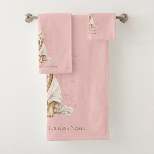 Pink Blush Personalized Dog Groomer Spa Towel (En situation)