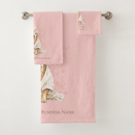 Pink Blush Personalized Dog Groomer Spa Towel Bad Handdoek