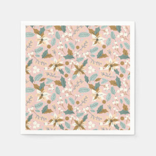 Pink blush poinsettia wintervakantie servet