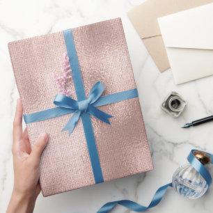 Pink Blush Roos Gouden Verjaardag Cadeaupapier