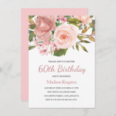 Pink Blush Rose Gold 60e anniversaire Invitation d (Devant / Derrière)