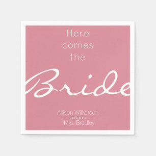 Pink Blush Vrijgezellenfeest Here Comes The Bride Servet