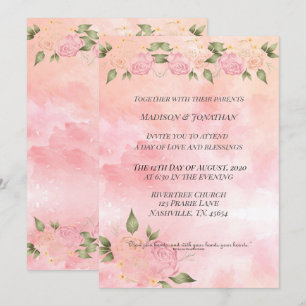 Pink Blush Waterverf Floral Kaart
