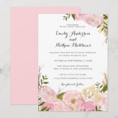 Pink Blush Waterverf Floral Weddenschap Kaart (Voorkant / Achterkant)
