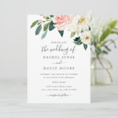 Pink Blush Waterverf Floral Wedding Kaart (Staand voorkant)
