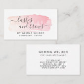 Pink Blush Waterverf Lash & Brow Services Visitekaartje (Voorkant / Achterkant)