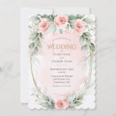 Pink Blush Waterverf Rozen Elegant Wedding Kaart (Voorkant)