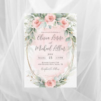 Pink Blush Waterverf Rozen Gold Elegant Wedding