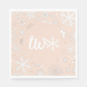 Pink Blush Winter Tweede Verjaardag Sneeuwvlok Servet