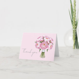 Pink Blushing Peony Elegant Hartelijk Dank U Bedankkaart