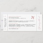 Pink Boarding Pass Plane Ticket Save Aankondiging (Achterkant)