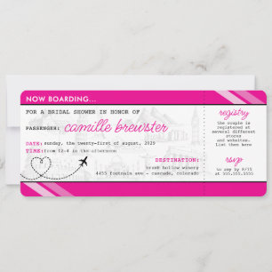 Pink Boarding Pass-Vrijgezellenfeest Kaart