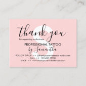 Pink Body Nazorg Instructies Tattoo Bedankt Visitekaartje (Voorkant)