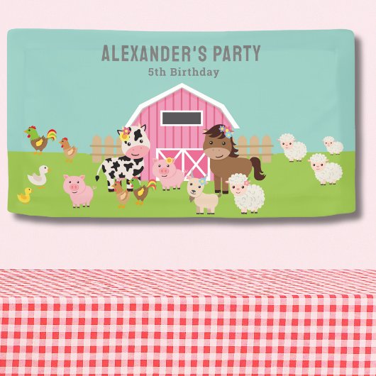 PINK BOERDERIJ PARTIJ INVITATIE SPANDOEK