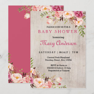 Pink Boho Baby shower Uitnodiging