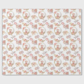 Pink Boho Beer Moon Bunny Cadeaupapier (Vlak)