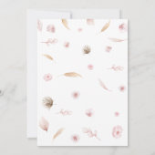 Pink Boho Bunny Baby shower Kaart (Achterkant)