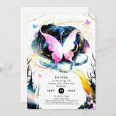 Pink Boho Butterfly Verjaardag Kaart (Voorkant / Achterkant)