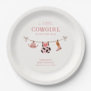 Pink Boho Cowgirl Clothesline Koeienhuid Baby show Papieren Bordje